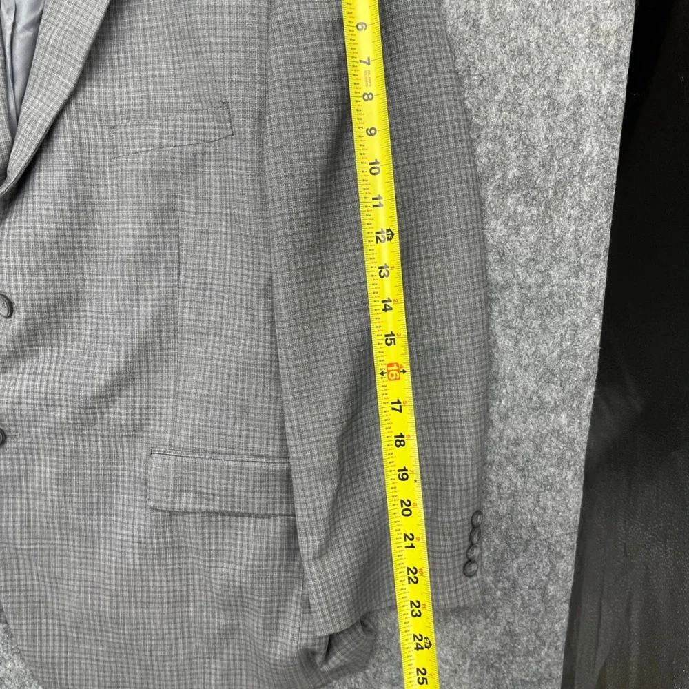 Pronto Uomo Platinum Blazer Mens 52R Grey Plaid Wool Blend 2 Button Sport Coat